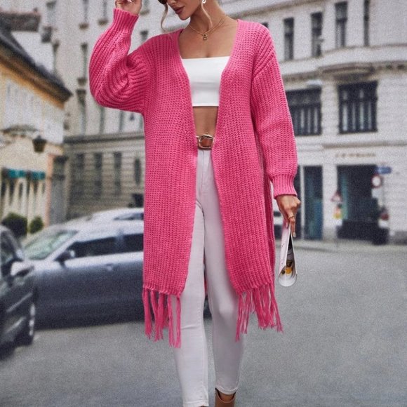 Hot Pink Womens Cardigan - Picture 4 of 5